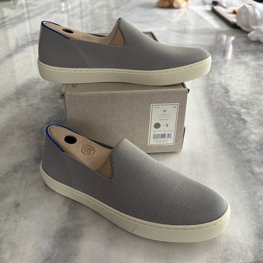 Rothys light Grey Neutral Slip On Sneakers 9 New!